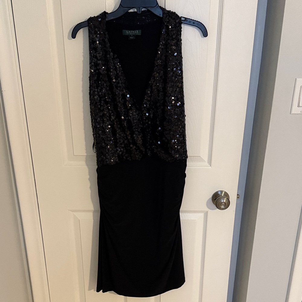 Lauren Ralph Lauren Black Sequin Backless Dress